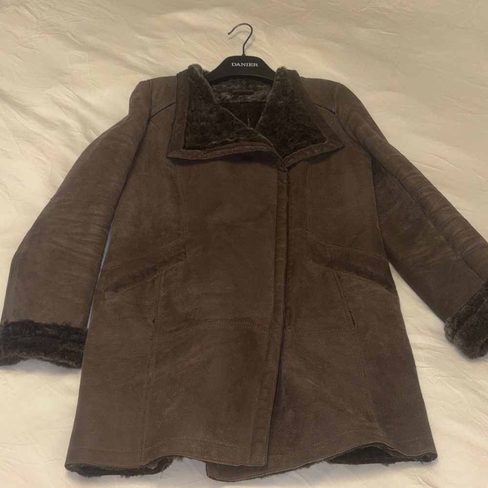 Danier dark army green Teddy Jacket with faux fur lining